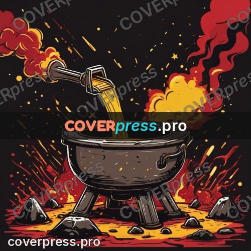Vector illustration: pot of melt with sparks