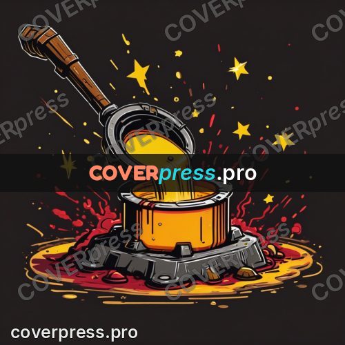 Vector illustration: pot of melt with sparks