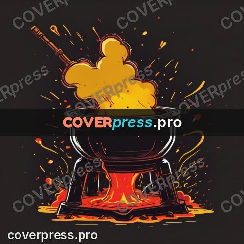 Vector illustration: pot of melt with sparks