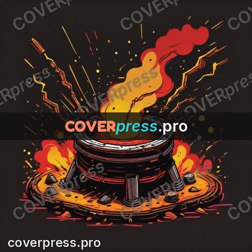Vector illustration: pot of melt with sparks