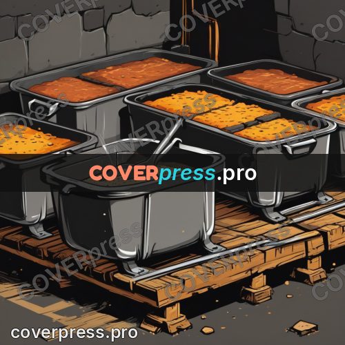 Vector illustration: rows of moulds in a workshop