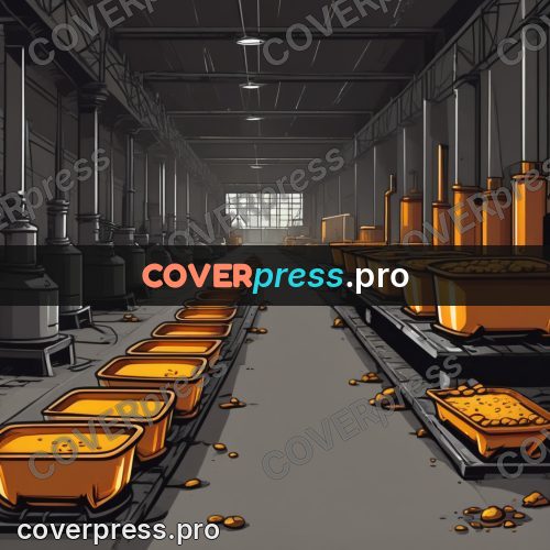Vector illustration: rows of moulds in a workshop