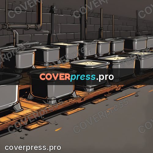 Vector illustration: rows of moulds in a workshop