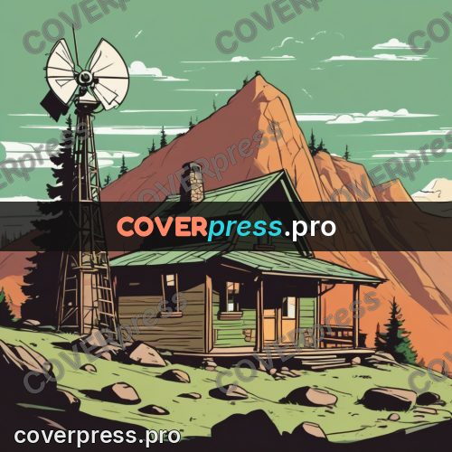 Vector illustration: cabin on a green slope