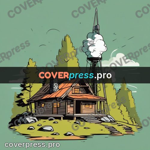 Vector illustration: cabin on a green slope