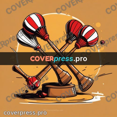 Vector illustration: striped clubs on a stand
