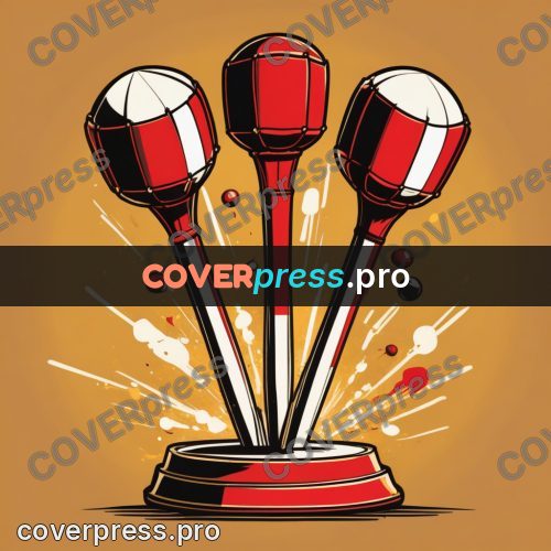 Vector illustration: striped clubs on a stand