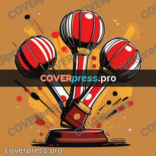 Vector illustration: striped clubs on a stand