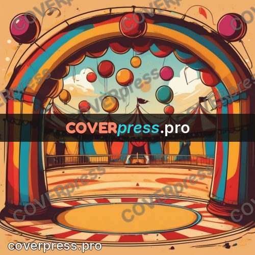 Vector illustration: circus foyer with a striped dome
