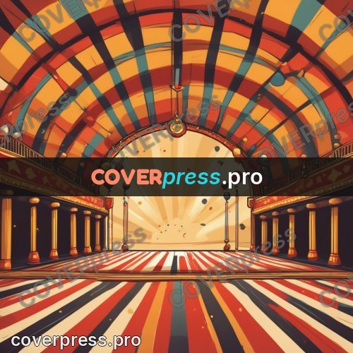 Vector illustration: circus foyer with a striped dome