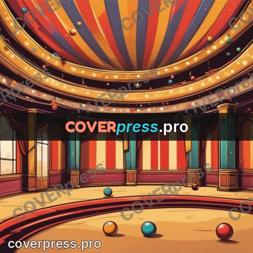 Vector illustration: circus foyer with a striped dome