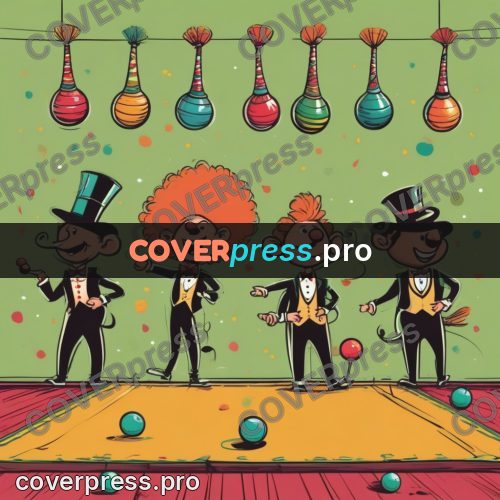 Vector illustration: circus props on a green ground