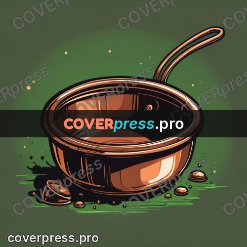 Vector illustration: copper basin on a green ground