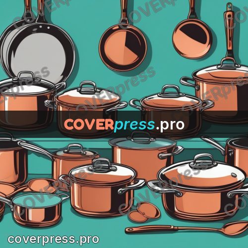 Vector illustration: row of copper pots and pans