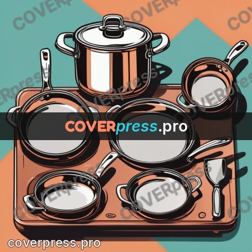 Vector illustration: row of copper pots and pans