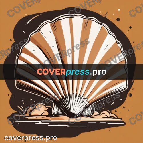 Vector illustration: scallop shell on ochre