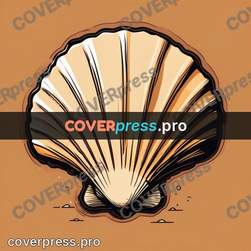 Vector illustration: scallop shell on ochre