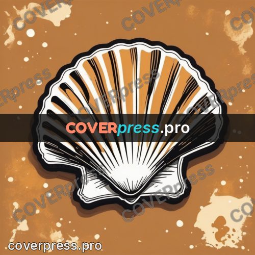 Vector illustration: scallop shell on ochre