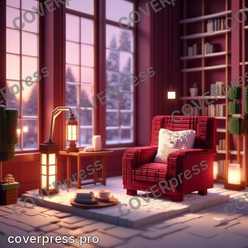 Персонаж из кубиков: кот, лампа и проигрыватель