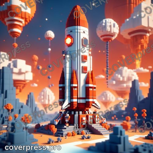 Персонаж из кубиков: космонавт, ракета и луноход