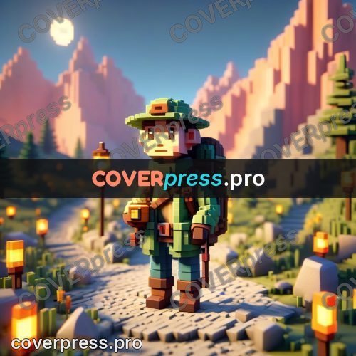 Voxel illustration: traveller with a backpack