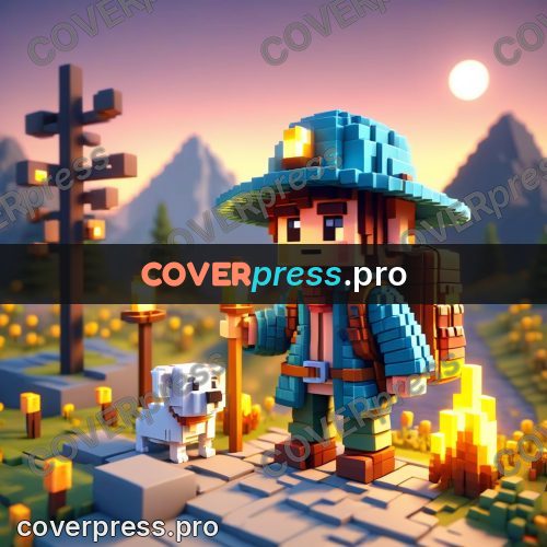 Voxel illustration: traveller with a backpack