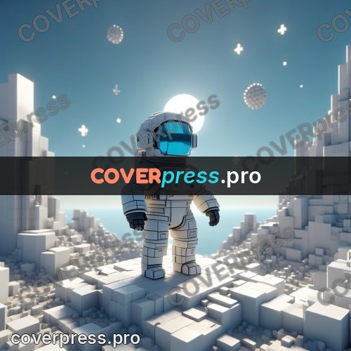 Voxel illustration: astronaut in a white suit