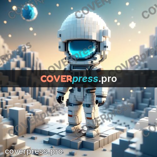 Voxel illustration: astronaut in a white suit