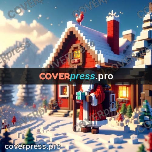 Voxel illustration: santa with presents