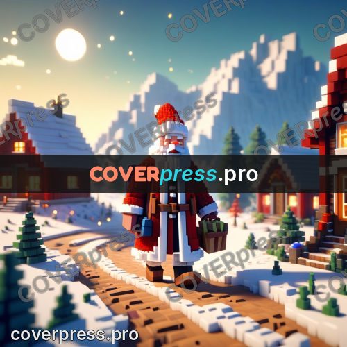 Voxel illustration: santa with presents