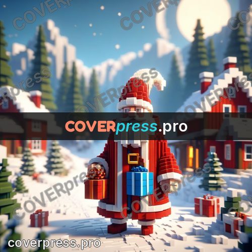 Voxel illustration: santa with presents