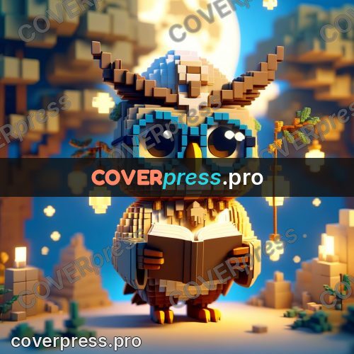 Voxel illustration: owl in glasses with a book
