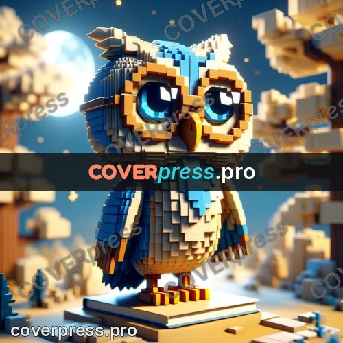 Voxel illustration: owl in glasses with a book