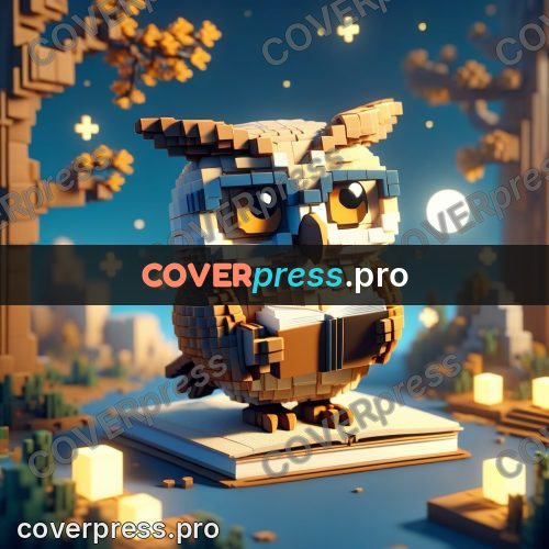 Voxel illustration: owl in glasses with a book