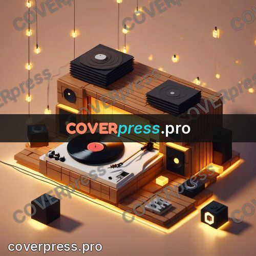 Voxel illustration: record player with a vinyl disc