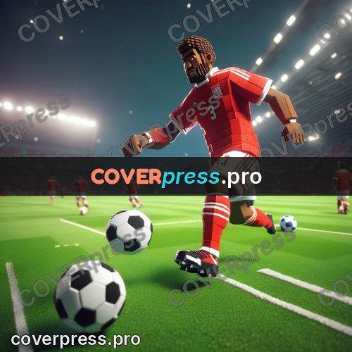 Voxel illustration: footballer in a red kit