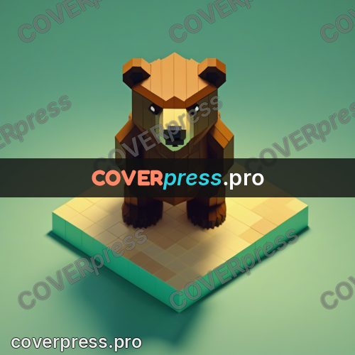3d pixel artwork: brown bear with a pale muzzle