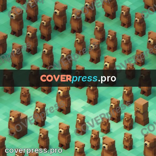 3d pixel artwork: brown bear with a pale muzzle