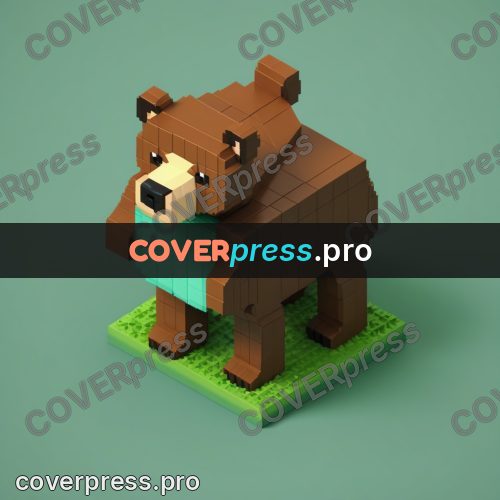 3d pixel artwork: brown bear with a pale muzzle