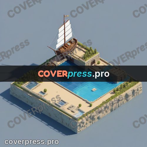 3d pixel artwork: sailing ship with white sails