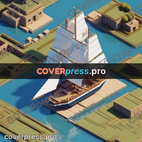 3d pixel artwork: sailing ship with white sails