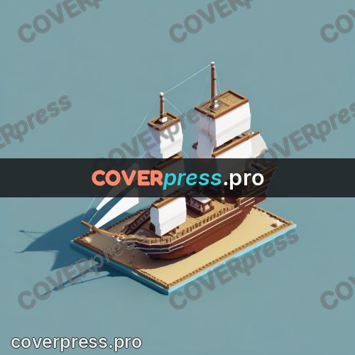 3d pixel artwork: sailing ship with white sails