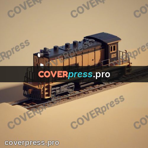 3d pixel artwork: locomotive on the rails