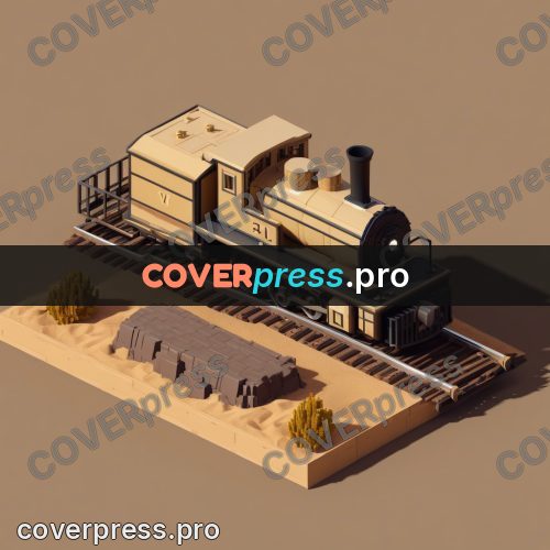 3d pixel artwork: locomotive on the rails