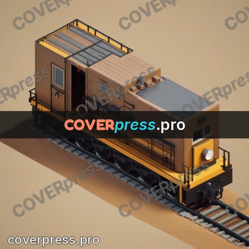 3d pixel artwork: locomotive on the rails