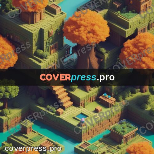 3d pixel artwork: house among thick greenery