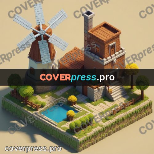 3d pixel artwork: windmill with sails