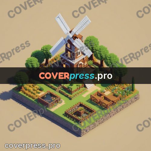 3d pixel artwork: windmill with sails