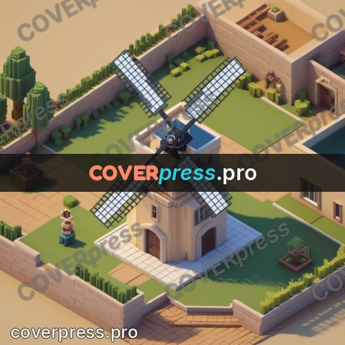 3d pixel artwork: windmill with sails