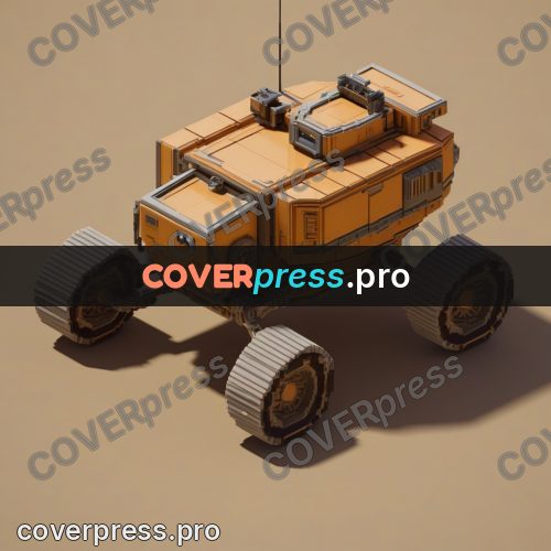 3d pixel artwork: orange rover on big wheels
